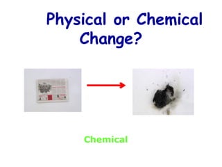 Physical or Chemical
Change?
Chemical
 