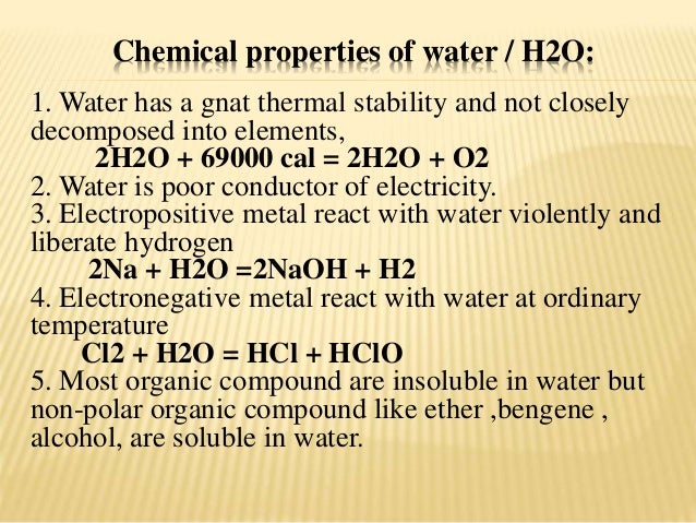 Physical & chemical properties of water