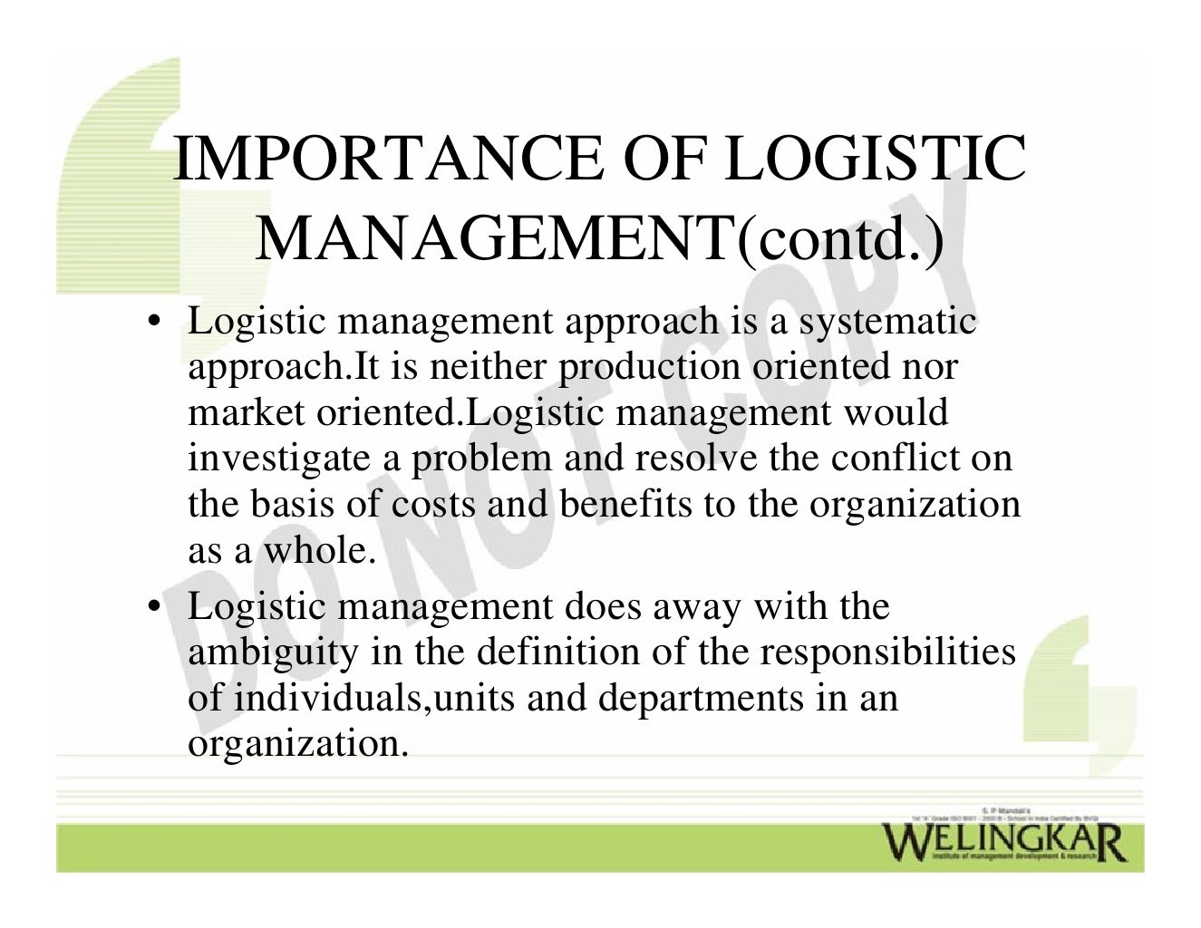 Physical Distribution Management Overview