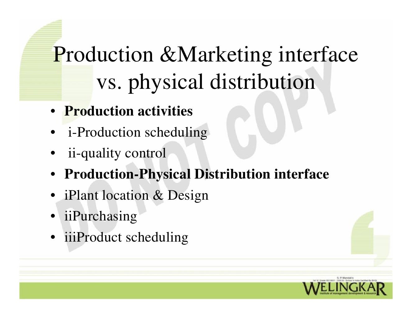 Physical Distribution Management Overview