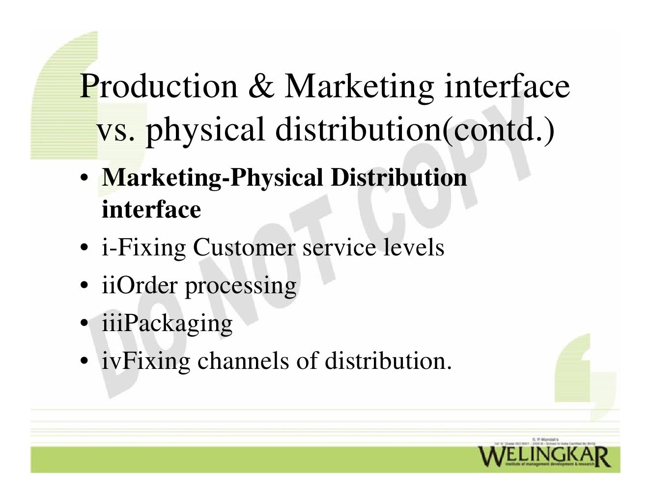 Physical Distribution Management Overview