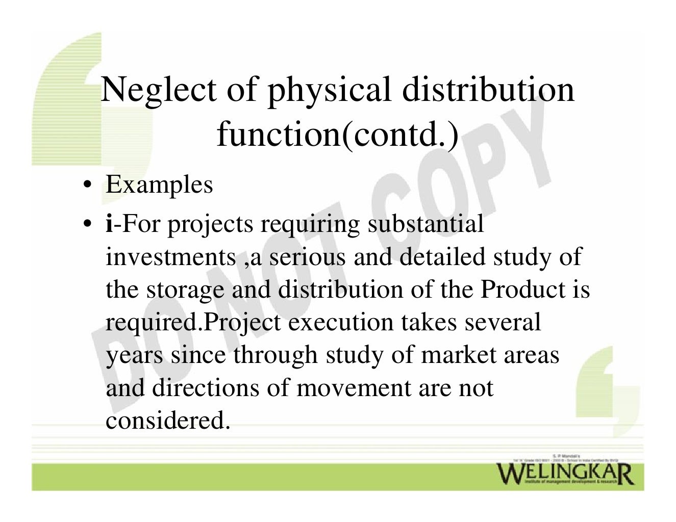 Physical Distribution Management Overview