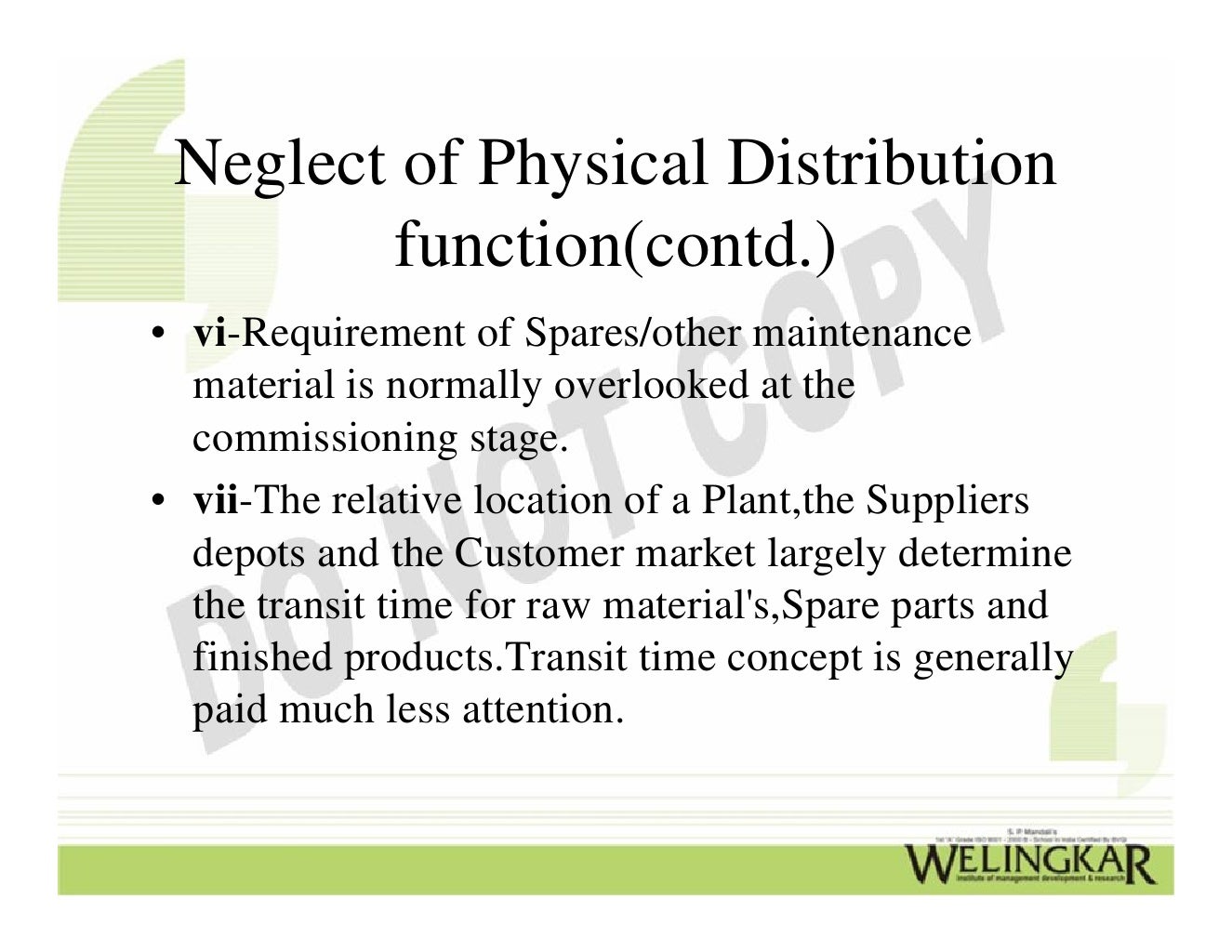 Physical Distribution Management Overview