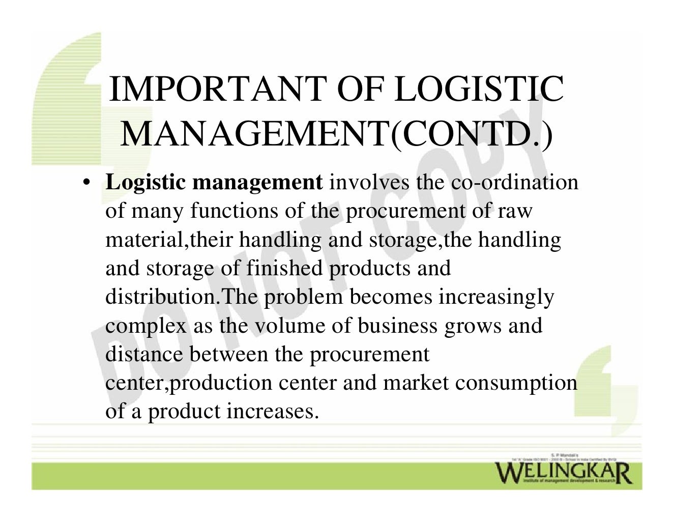 Physical Distribution Management Overview