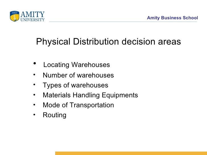 Physical Distribution Decision Areas