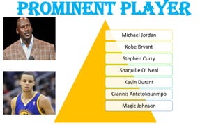 PROMINENT PLAYER
Michael Jordan
Kobe Bryant
Stephen Curry
Shaquille O’ Neal
Kevin Durant
Giannis Antetokounmpo
Magic Johnson
 