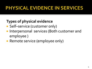 Physical Services Examples Physical evidence of services | PPT