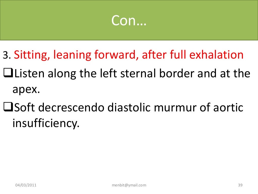 Physical examination of cvs