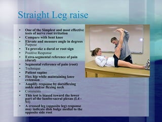 Slr 4 Test Physical examination signs | PPT