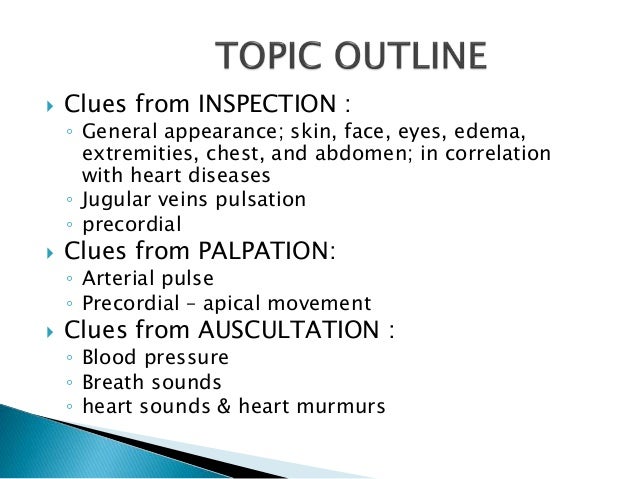 Physical examination of the heart