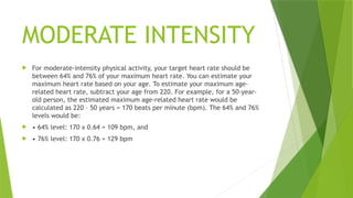 Moderate Rate Exercise Intensity PHYSICAL FITNESS-Skill Related Fitness Components | PPTX