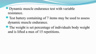 Dynamic Muscle Testing Physical fitness assessment | PDF