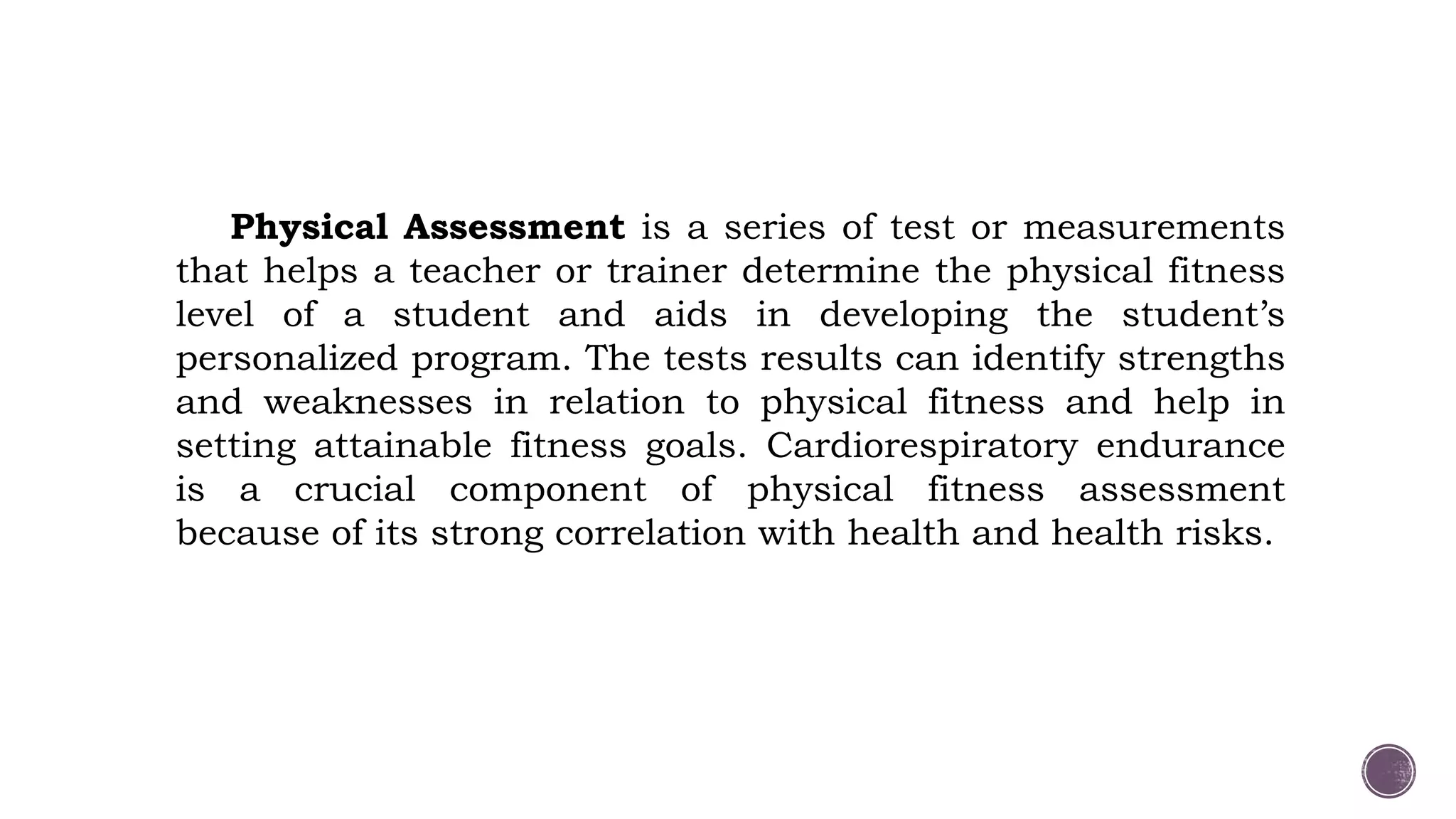 Physical fitness assessments and activities | PPTX