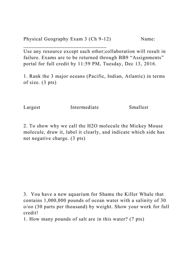 Physical Geography Exam 3 (Ch 912)Name ______________________.docx