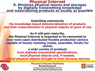 Internet Physical Examples Physical internet manifesto 1.9 2011 04-21 english bm | PPTX