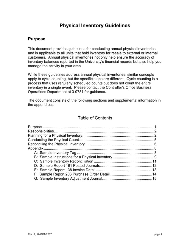 Physical Inventory Form.pdf Physical inventory guidelines | PDF