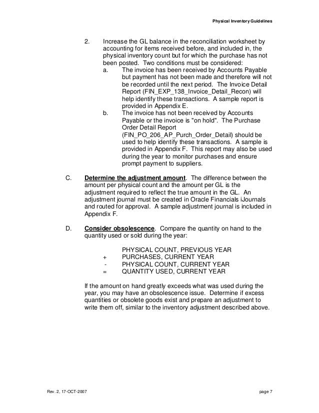 physical inventory guidelines