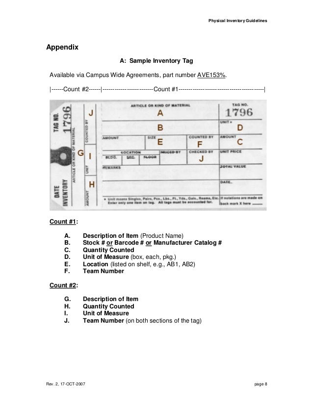 physical inventory guidelines