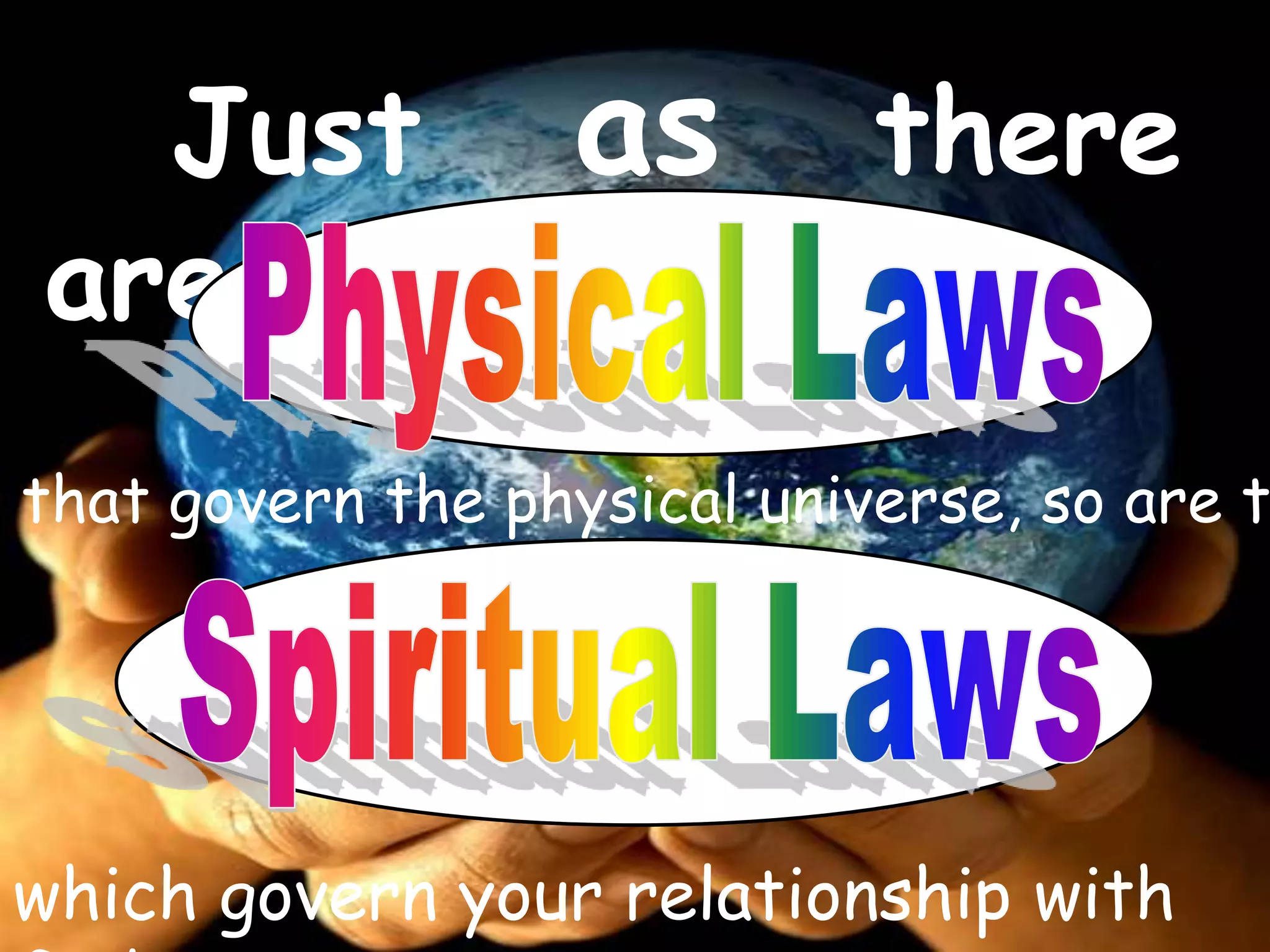 	Just as there arePhysical Laws that govern the physical universe, so are there Spiritual Laws which govern your relationship with God.