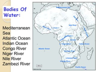 Africa Water Bodies Map Physical Map Of Africa