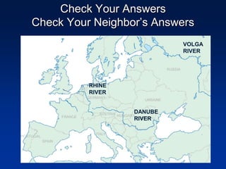 Danube River And Rhine River Map Physical Map Of Europe With Summarizers1