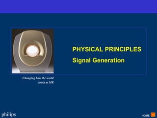 HOME
philips
PHYSICAL PRINCIPLES
Signal Generation
Changing how the world
looks at MR
 