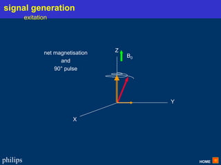 HOME
philips
net magnetisation
and
90° pulse
X
Y
Z
B0
signal generation
exitation
 