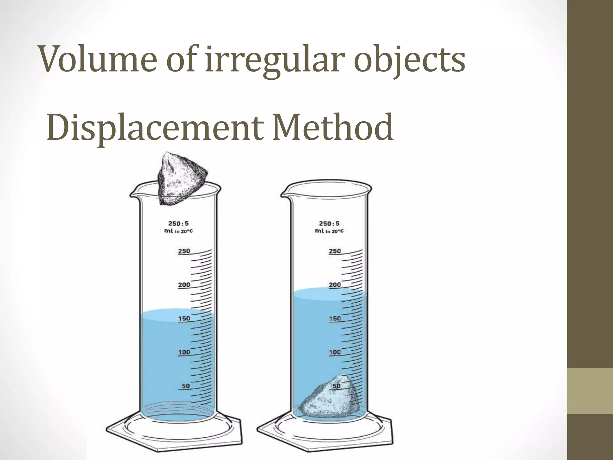 Volume of irregular objects
Displacement Method