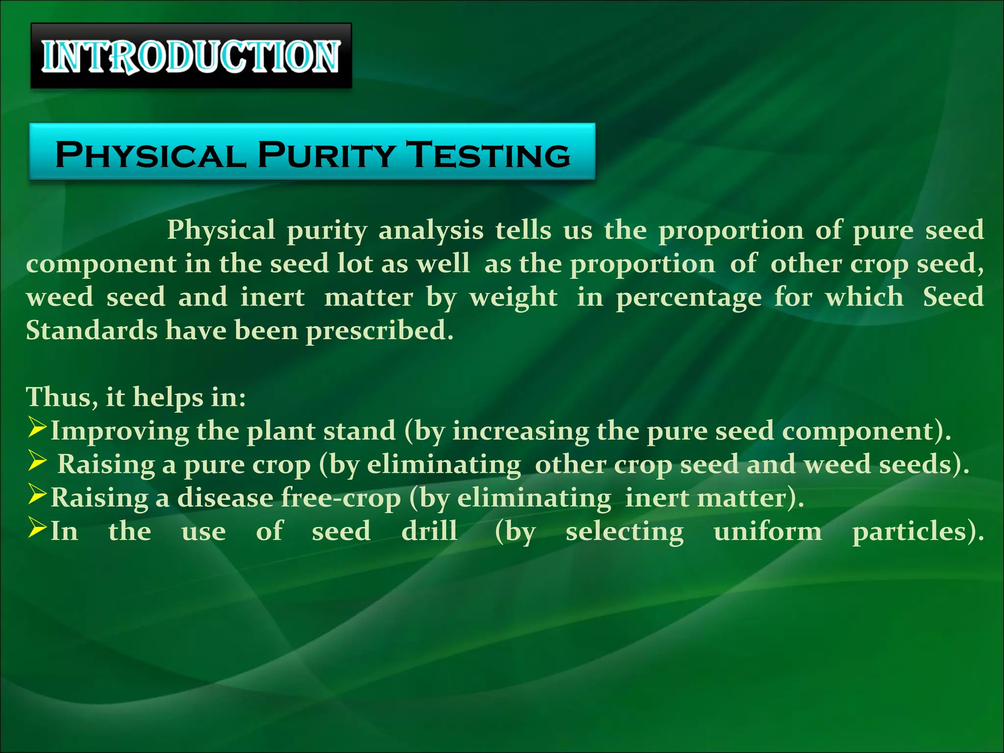 Physical purity analysis of samples of different crops | PPT