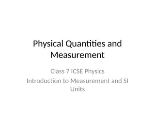 Comprehensive Guide to Physical Quantities and Measurement in Class 7 ...