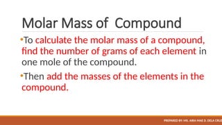 Physical Science (St. Francis) Molar Mass and Mass to Moles Conversions ...