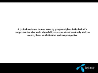 The purpose of the risk assessment is to assess the system’s use of resources and controls (implemented and planned) to eliminate and/or manage vulnerabilities that are exploitable by threats to the organization.  It will also identify any of the following vulnerabilities:Risks associated with the system operational configurationSystem’s safeguards, threats and vulnerabilitiesNew threats and risks that might exist and, therefore, will need to be addressed in the corrective action planView the system relative to its conformance with corporate policies and procedures and all applicable legal and regulatory requirements