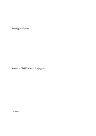 Strategic Focus
Scope of Difference Engaged
Impact
 