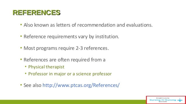 physical therapist career ptcas letter of recommendation format