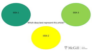 IDEA 1
IDEA 2
IDEA 3
Which ideas best represent this article?
 