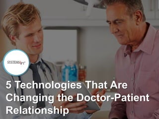 5 Technologies That Are
Changing the Doctor-Patient
Relationship
 