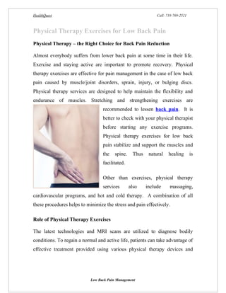 Physical therapy exercises for low back pain | PDF