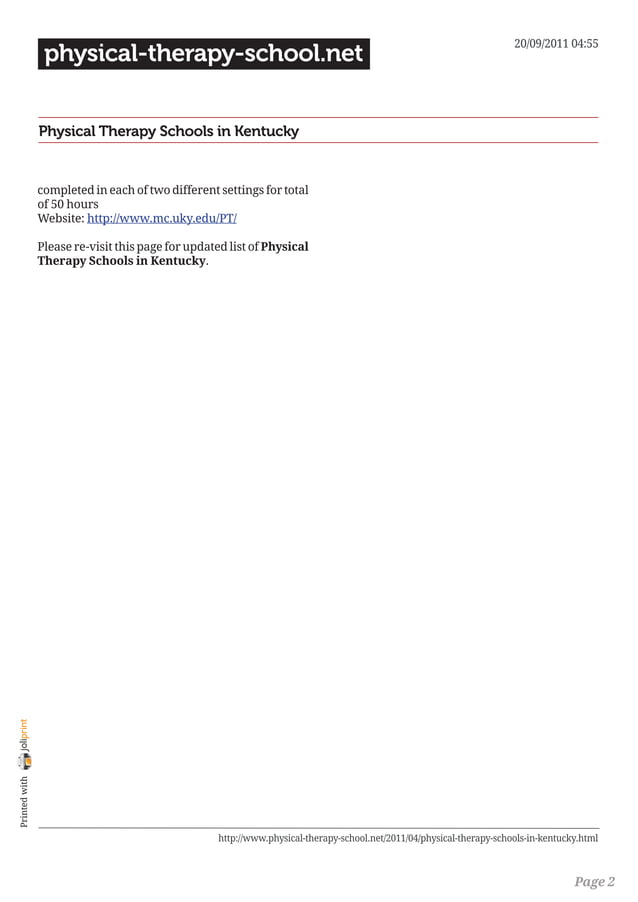 Physical therapy schools in kentucky PDF Professional School