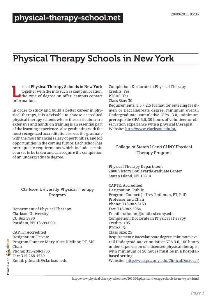 Physical therapy schools in new york