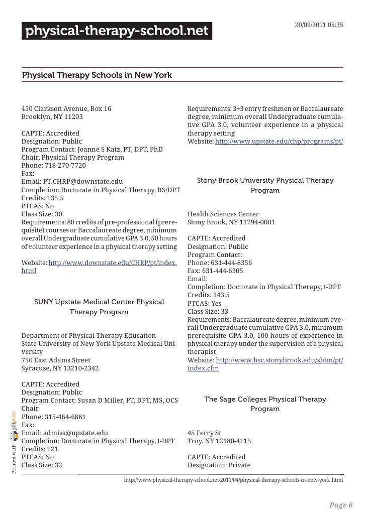 Physical therapy schools in new york