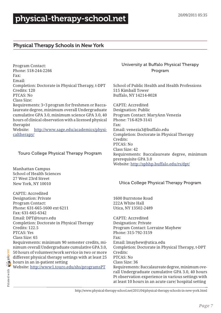 Physical therapy schools in new york