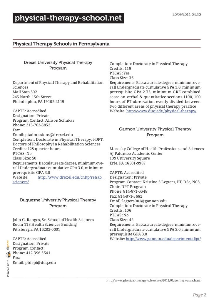 Physical therapy schools in pennsylvania