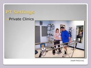 PT SettingsPrivate Clinics								 (Health Resources)