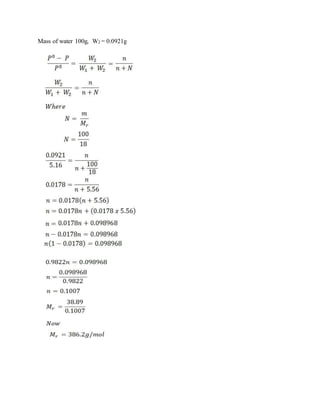Mass of water 100g, W2 = 0.0921g
 