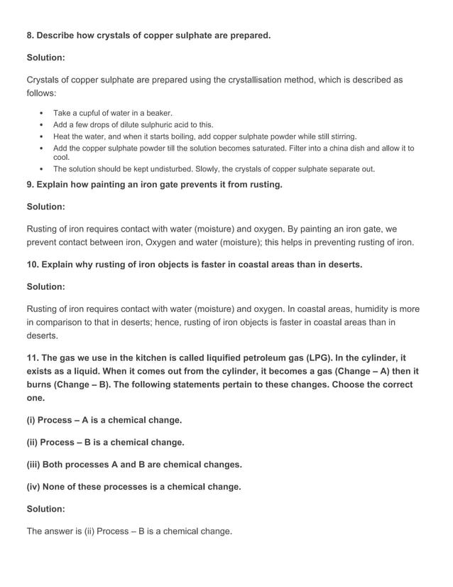 Physical vs Chemical Changes class 7 notes | PDF | Free Download