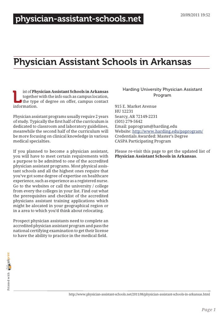Physician assistant schools in arkansas