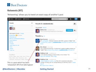 Retweets (RT)
    ‘Retweeting’ allows you to tweet an exact copy of another’s post




    This is a post which has been
 ...