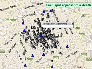 Each spot represents a death 