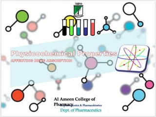 Al Ameen College of 
Pharmacy 
Biopharmaceutics & Pharmacokinetics 
Dept. of Pharmaceutics 
 
