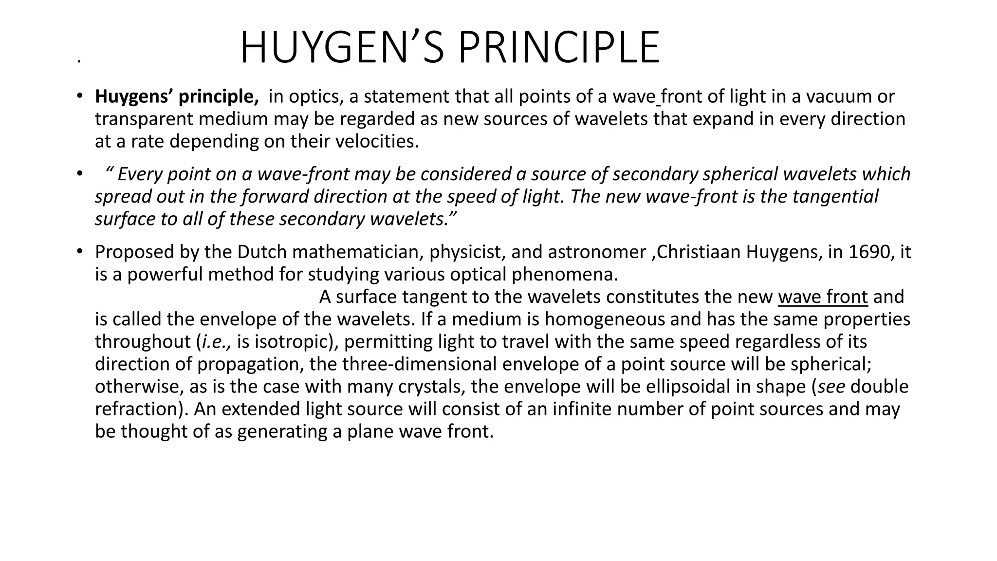 POLARIZATION - BIREFRINGENCE AND HUYGEN'S THEORY OF DOUBLE REFRACTION ...